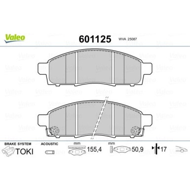 Valeo | Bremsbelagsatz, Scheibenbremse | 601125