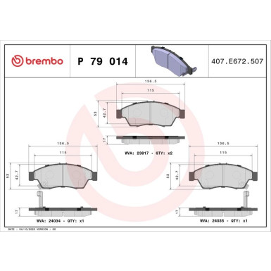 Brembo Bremsbelagsatz, Scheibenbremse PRIME LINE P 79 014