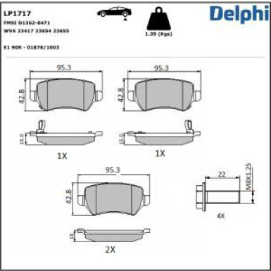 Delphi Bremsbelagsatz, Scheibenbremse LP1717