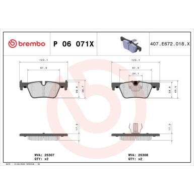 Brembo Bremsbelagsatz, Scheibenbremse XTRA LINE P 06 071X