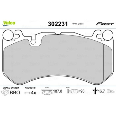 Valeo | Bremsbelagsatz, Scheibenbremse | 302231