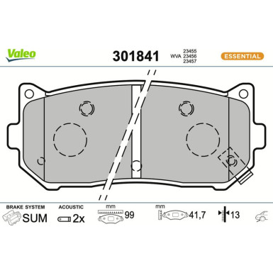 Valeo Bremsbelagsatz, Scheibenbremse ESSENTIAL 301841