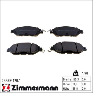 Zimmermann Bremsbelagsatz, Scheibenbremse 25589.170.1