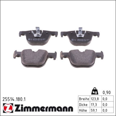 Zimmermann Bremsbelagsatz, Scheibenbremse 25514.180.1