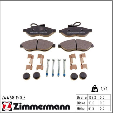 Zimmermann Bremsbelagsatz, Scheibenbremse 24468.190.3