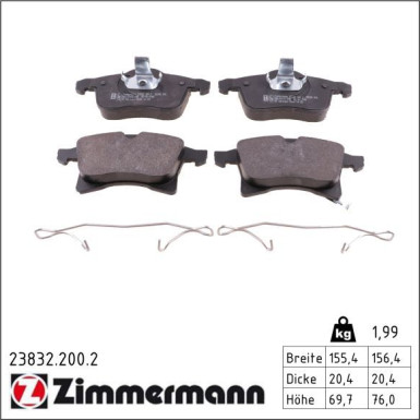 Zimmermann Bremsbelagsatz, Scheibenbremse 23832.200.2