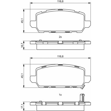 BOSCH Bremsbelagsatz, Scheibenbremse 0 986 494 838