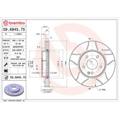 Brembo Bremsscheibe XTRA LINE - Max 09.6845.75