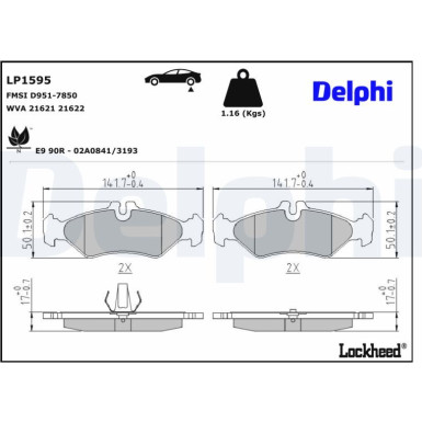 Delphi | Bremsbelagsatz, Scheibenbremse | LP1595