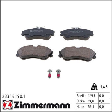 Zimmermann Bremsbelagsatz, Scheibenbremse 23346.190.1