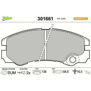 Valeo | Bremsbelagsatz, Scheibenbremse | 301661