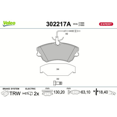 Valeo | Bremsbelagsatz, Scheibenbremse | 302217A