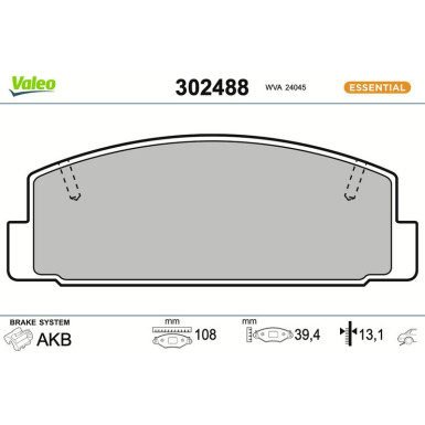 Valeo Bremsbelagsatz, Scheibenbremse ESSENTIAL 302488