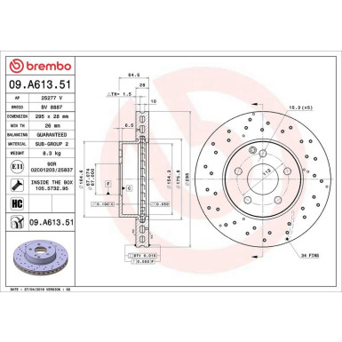 Brembo Bremsscheibe PRIME LINE - UV Coated 09.A613.51