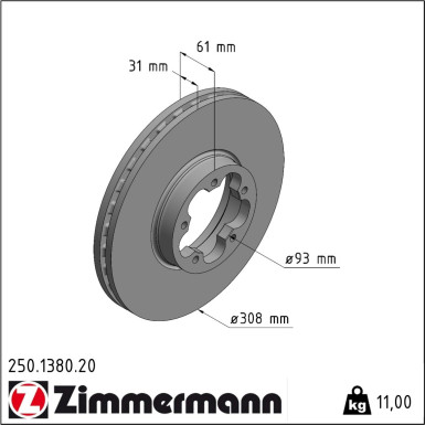 Zimmermann Bremsscheibe Coat Z 250.1380.20