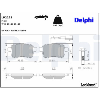 Delphi | Bremsbelagsatz, Scheibenbremse | LP2222