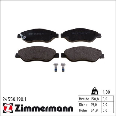 Zimmermann Bremsbelagsatz, Scheibenbremse 24550.190.1