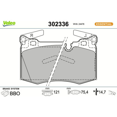 Valeo Bremsbelagsatz, Scheibenbremse ESSENTIAL 302336