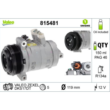 815481 Kompressor, Klimaanlage VALEO ORIGINS - NEW O.E. TECHNOLOGIE
