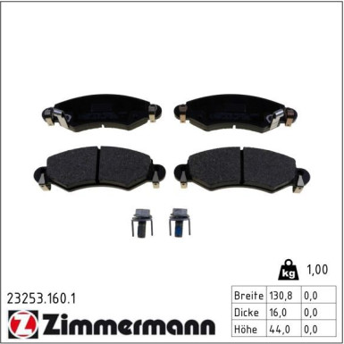 Zimmermann Bremsbelagsatz, Scheibenbremse 23253.160.1