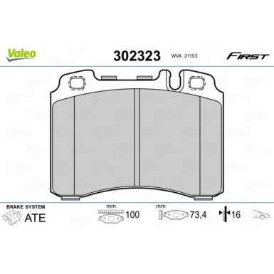 Valeo | Bremsbelagsatz, Scheibenbremse | 302323