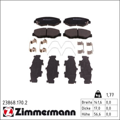 Zimmermann Bremsbelagsatz, Scheibenbremse 23868.170.2