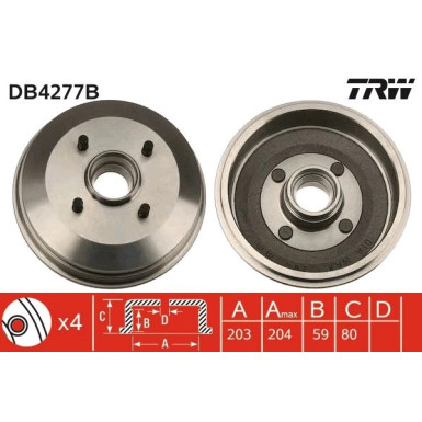 TRW | Bremstrommel | DB4277B