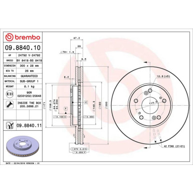 Brembo | Bremsscheibe | 09.8840.11