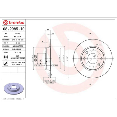 Brembo Bremsscheibe PRIME LINE 08.2985.10