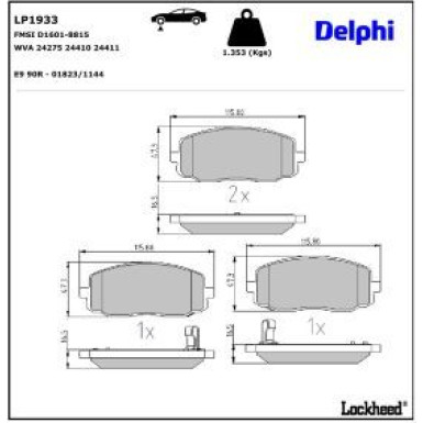 Delphi Bremsbelagsatz, Scheibenbremse LP1933