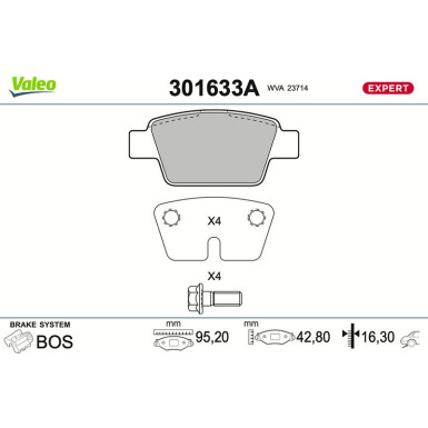 301633A Bremsbelagsatz, Scheibenbremse EXPERT