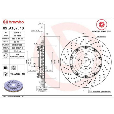 Brembo 2 x BREMBO Bremsscheibe PRIME LINE - Floating 09.A187.13