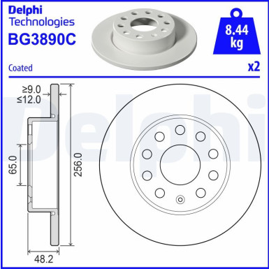 Delphi | Bremsscheibe | BG3890C