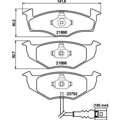 Hella | Bremsbelagsatz, Scheibenbremse | 8DB 355 009-801