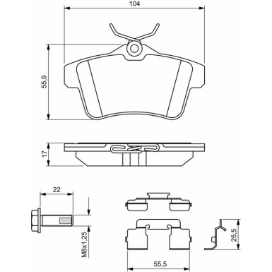 BOSCH Bremsbelagsatz, Scheibenbremse 0 986 494 640