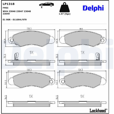 Delphi | Bremsbelagsatz, Scheibenbremse | LP1318 Delphi | Bremsbelagsatz, Scheibenbremse | LP1318