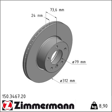Zimmermann Bremsscheibe Coat Z 150.3467.20 Zimmermann Bremsscheibe Coat Z 150.3467.20