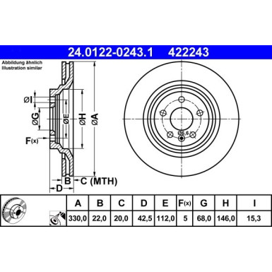ATE | Bremsscheibe | 24.0122-0243.1