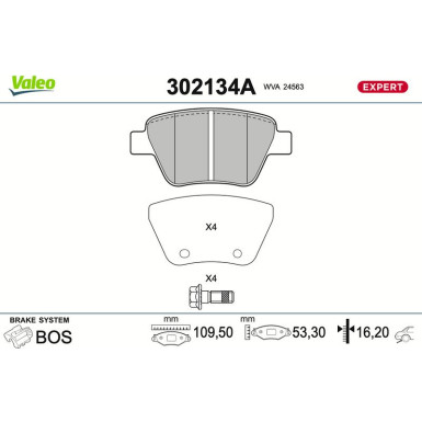 Valeo | Bremsbelagsatz, Scheibenbremse | 302134A