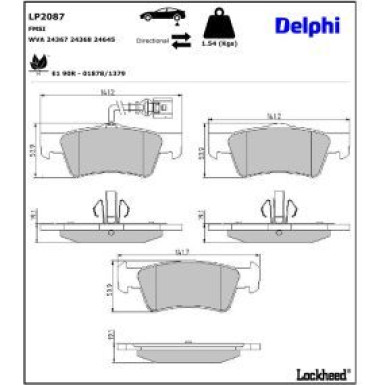 Delphi Bremsbelagsatz, Scheibenbremse LP2087