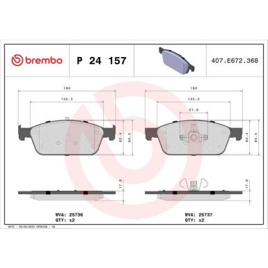 Brembo Bremsbelagsatz, Scheibenbremse PRIME LINE P 24 157
