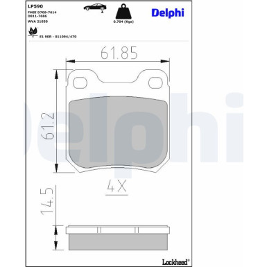 Delphi | Bremsbelagsatz, Scheibenbremse | LP590
