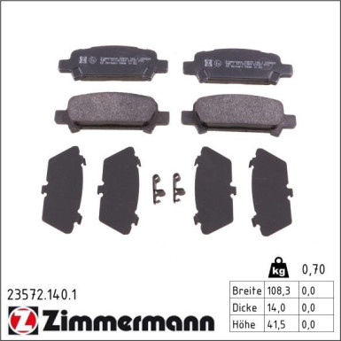 Zimmermann Bremsbelagsatz, Scheibenbremse 23572.140.1