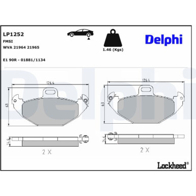 Delphi | Bremsbelagsatz, Scheibenbremse | LP1252 Delphi | Bremsbelagsatz, Scheibenbremse | LP1252