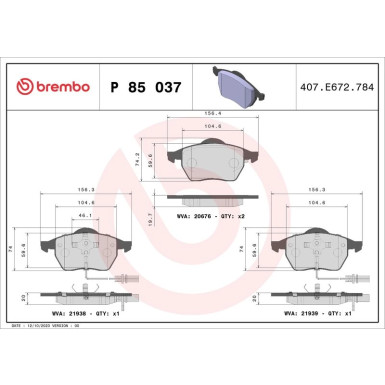 Brembo Bremsbelagsatz, Scheibenbremse PRIME LINE P 85 037 Brembo Bremsbelagsatz, Scheibenbremse PRIME LINE P 85 037