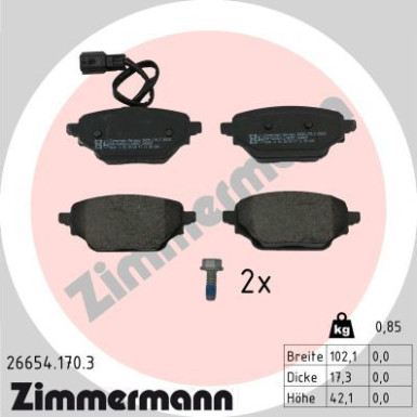 Zimmermann | Bremsbelagsatz, Scheibenbremse | 26654.170.3