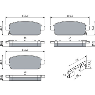 0 986 494 666 Bremsbelagsatz, Scheibenbremse
