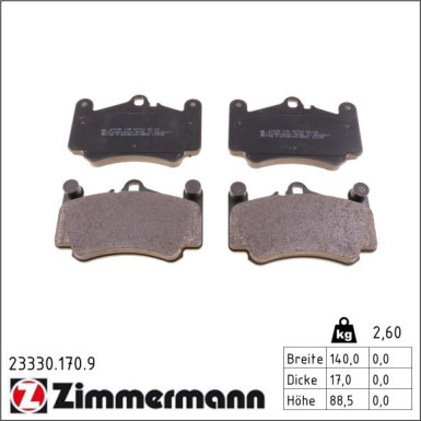 Zimmermann Bremsbelagsatz, Scheibenbremse pb:z 23330.170.9