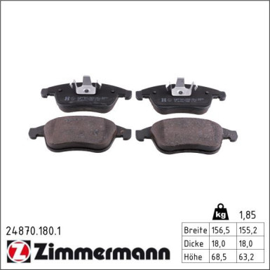 Zimmermann Bremsbelagsatz, Scheibenbremse 24870.180.1