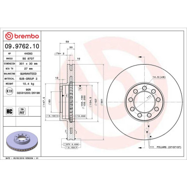 09.9762.10 Bremsscheibe PRIME LINE